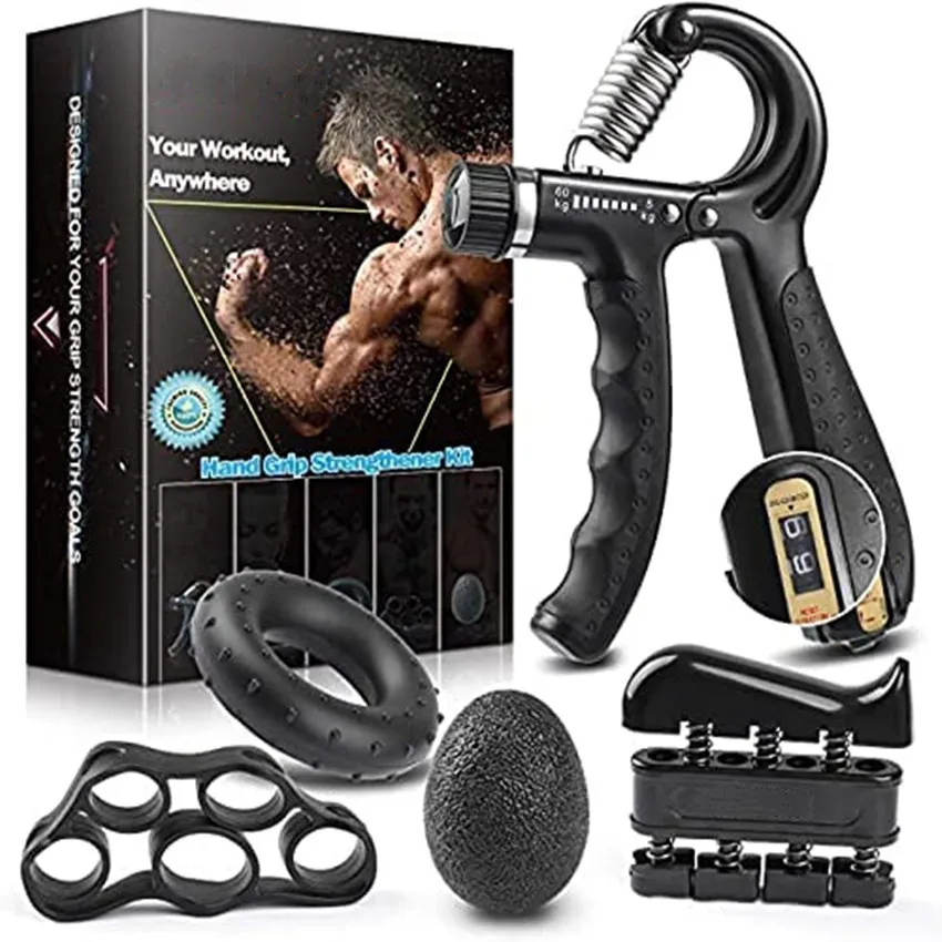 

5 In 1 Count Hand Grips Trainer Ball Finger Exercise Rehabilitation T Health Massage Sports Trends Meter Fitness Equipmen Set