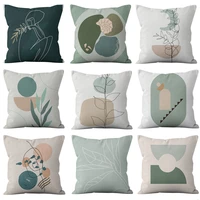 45x45cm modern abstract geometric pillowcase green leaves print pillow case cushion cover short plush pillow covers home decor