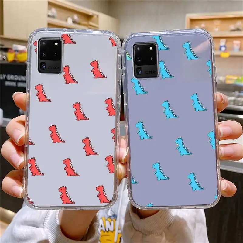 

Cute Dinosaur Shark Phone Case For Samsung Galaxy S10 S10e A70 Edge S22 S23 Plus Ultra Note10 Transparent Cove