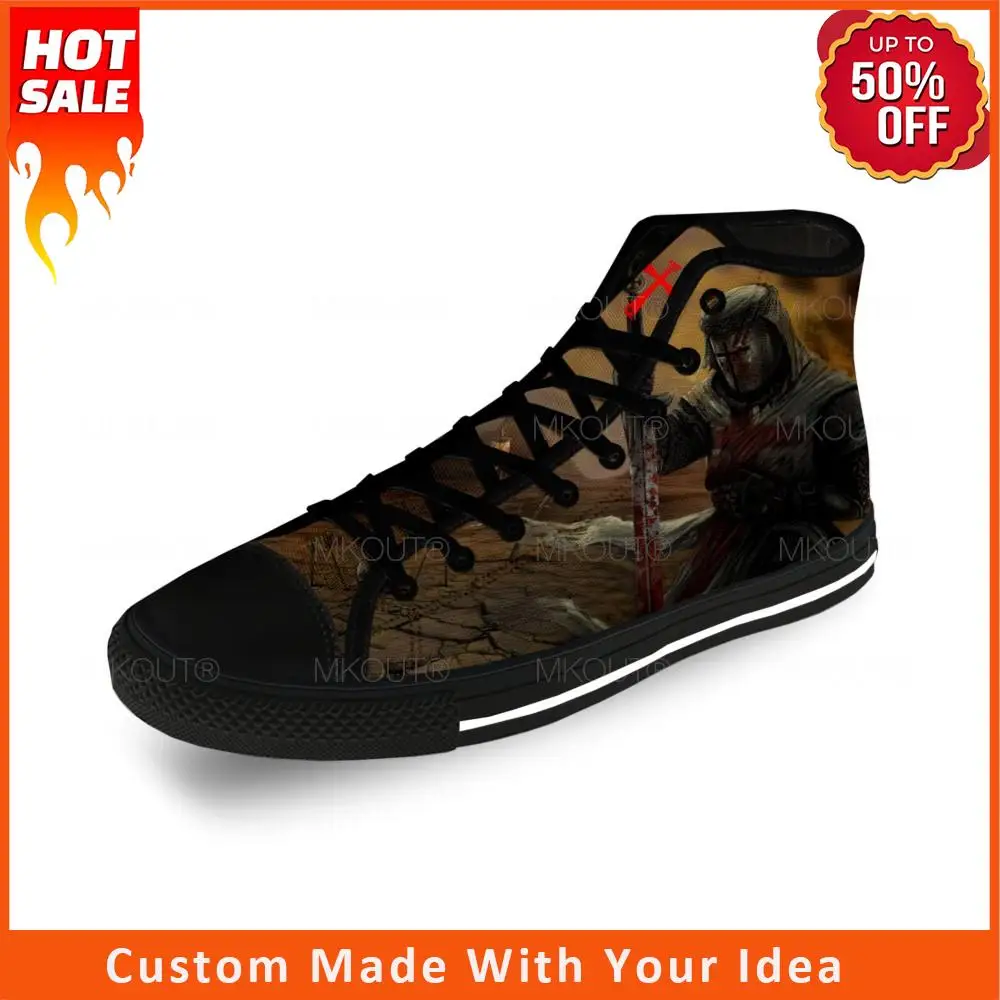

Warrior Crusader Knights Templar Cross Casual Cloth 3D Print High Top Canvas Shoes Men Women Lightweight Breathable Sneakers