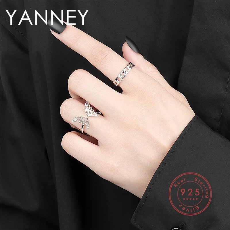 

YANNEY Silver Color Hollow Butterfly Open Ring Women Fashion Simple Temperament Party Jewelry Gift Accessories