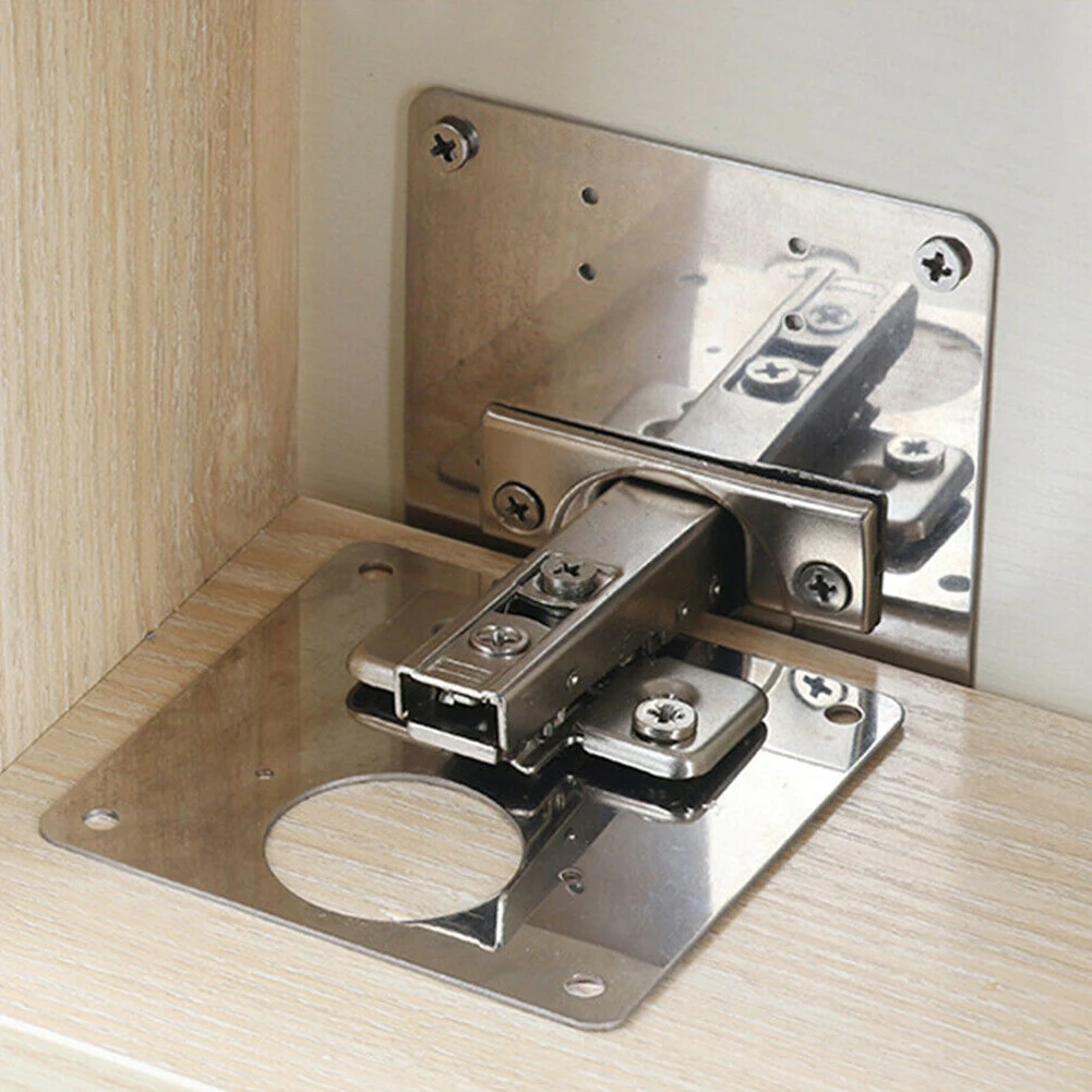 

100% Brand New Hinge Repair Plate Cabinet Tool 1/2/4/10 Pcs 90*90mm/3.5*3.5in Attractive Drawer For Door Silver
