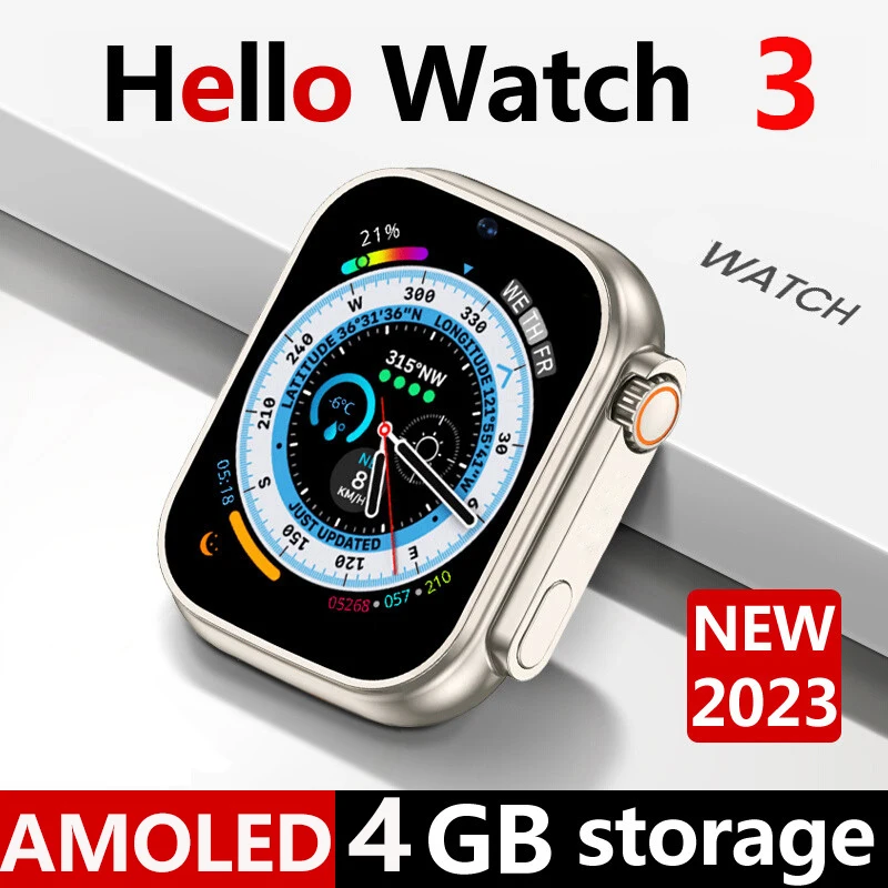 

Hello Watch 3 ultra 2023 New H12 Upgraded Version Gen 3 AMOLED 2.04 Inch 4GB Storage Compass NFC Smartwatch For Men Pk HK8 Pro