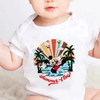 disney mickey playing water vacation print baby fashion summer jumpsuit childrens outdoor activities trend wear white one piece