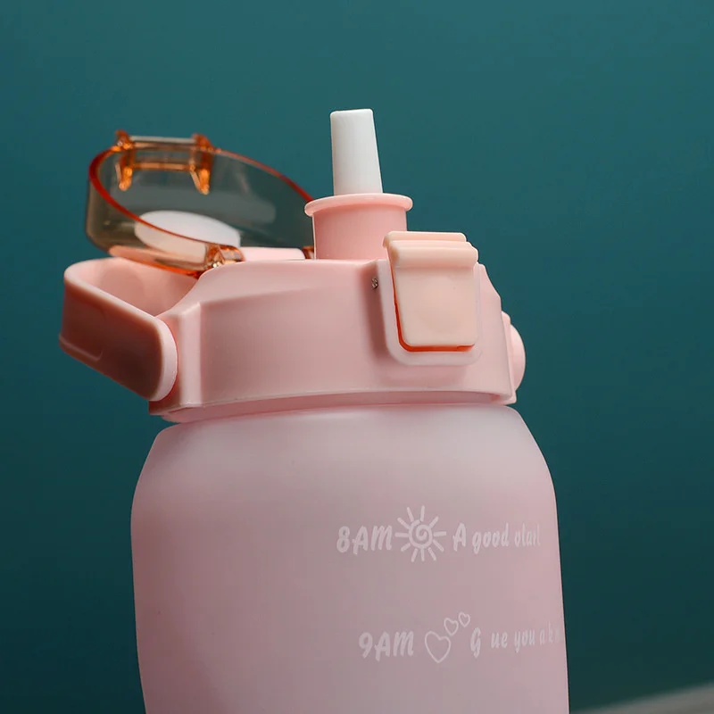 Бутылка для воды большой емкости 1 5 л чашка из соломы часы с напоминанием о