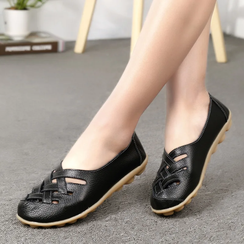 

Fashion Women's Moccasins 2022 Spring Leather Flats Shoes Loafers Ladies Slip on Women Casual Female Shoes Tenis Feminino