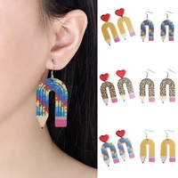 pencil drop earrings fine workmanship durable curve wood leopard earrings women earrings women fashion earrings 1 pair