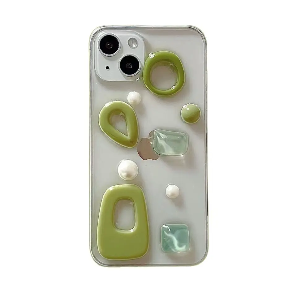 

Korea Ins Elegant Irregular Green Gem Case for iPhone 13 Pro Max Back Phone Cover for 12 11 Pro X XS XR 8 7 Plus Capa Coque