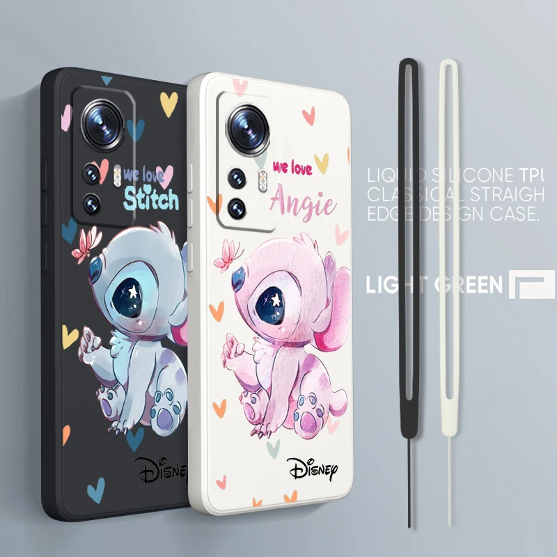

Disney Angie Stitch For Xiaomi Mi 13 12T 11i 11X 10S 10 Pro Lite Ultra 5G Liquid Rope Silicone Phone Case