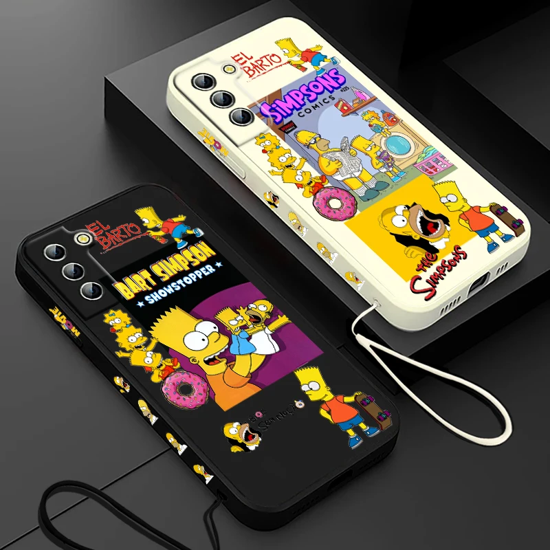 

The Simpsons Homer Bart Samsung Phone Case For Galaxy S23 S22 S21 S20 Pro FE Note 20 Plus Ultra Liquid Left Rope Cover