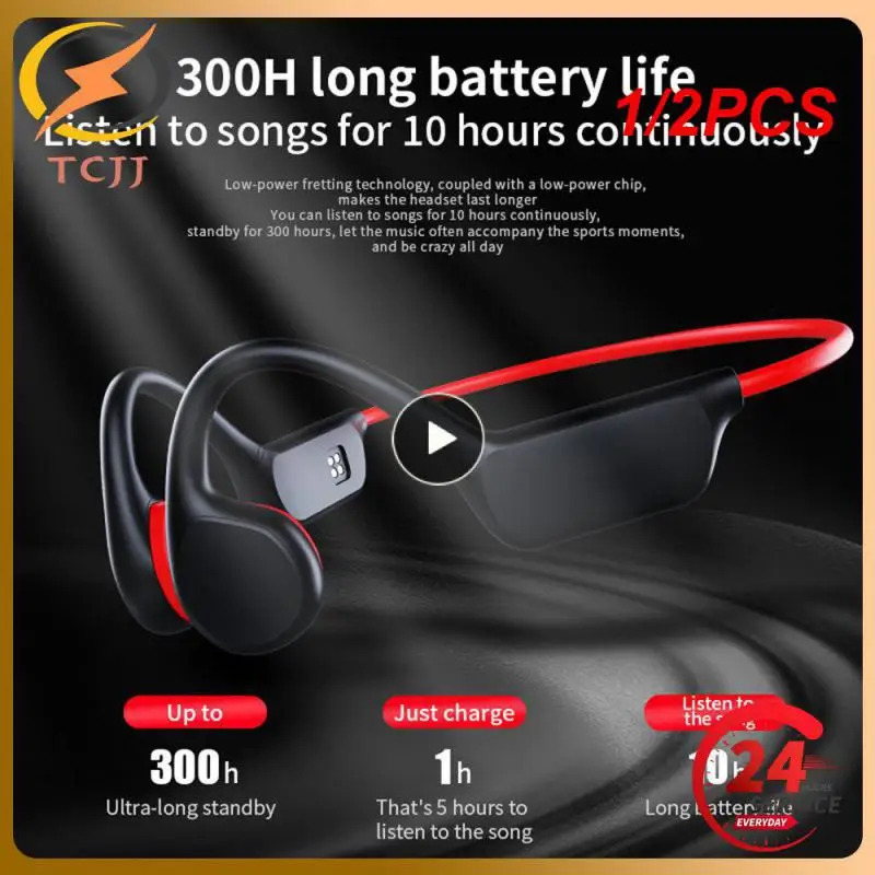 

1/2PCS Bone Conduction Earphones Wireless IPX8 Waterproof MP3 Player Hifi Ear-hook Headphone With Mic Headset For