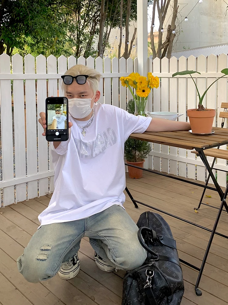 Fashion Men's Jeans Men's Pants High Street Ripped Loose Jeans Korean Fashion Streetwear Y2k Clothes Brand Jeans Jeans Aestethic