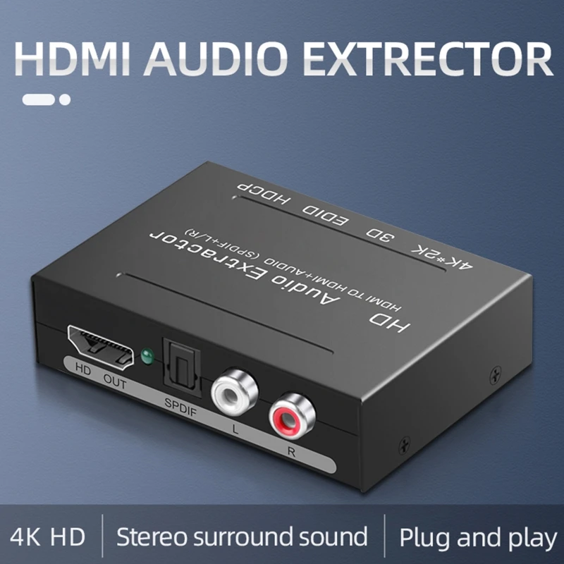 

HDMI-compatible To HDMI-compatible Optical + SPDIF + RCA L/R Extractor Adapter Splitter 3840x 2160P 4K UHD Switch