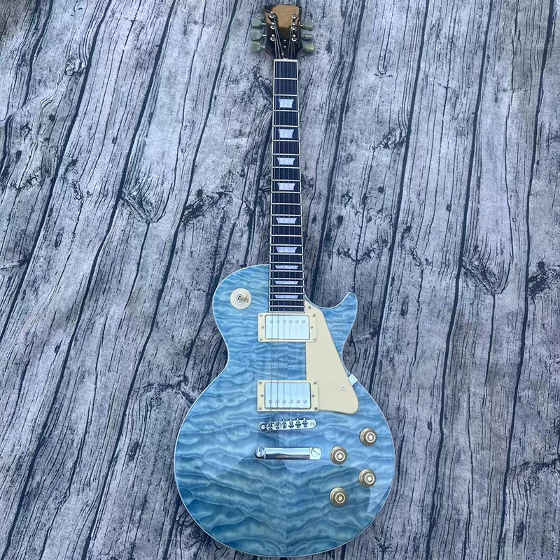 

This is a classic 6-string electric guitar with a blue water grain bright face. It has a beautiful tone. It is free to mail home