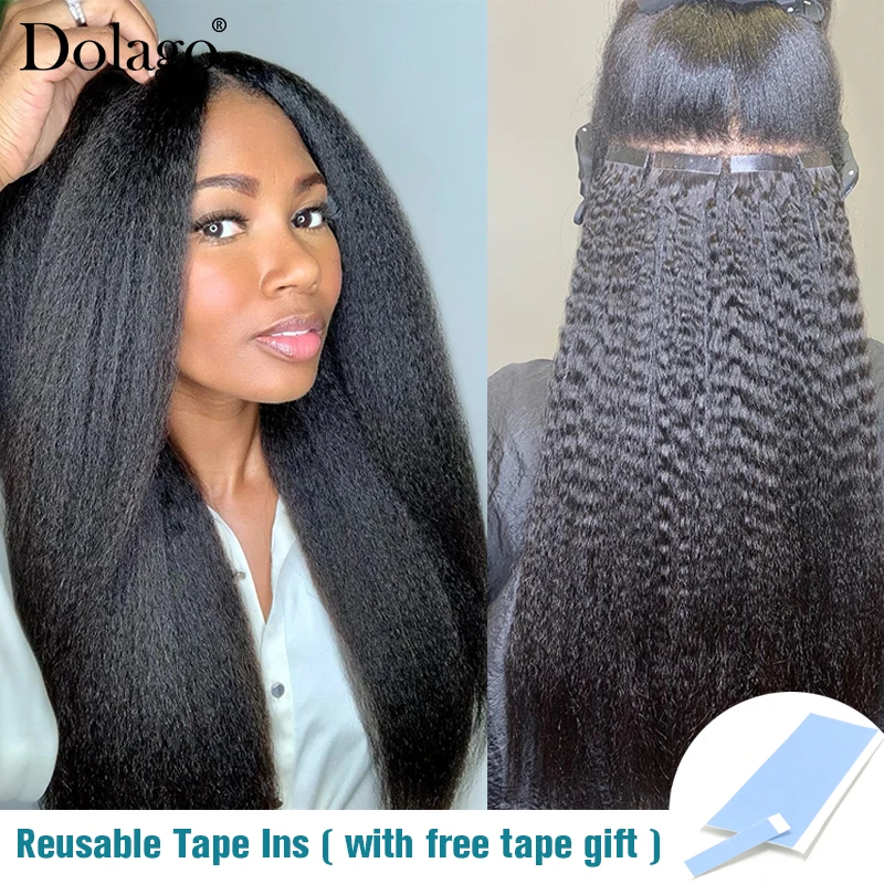 4B4C Afro Kinky Curly Tape In Human Hair Extensions Black Women Brazilian Virgin Kinky Straight Tape Ins Microlinks Extensions