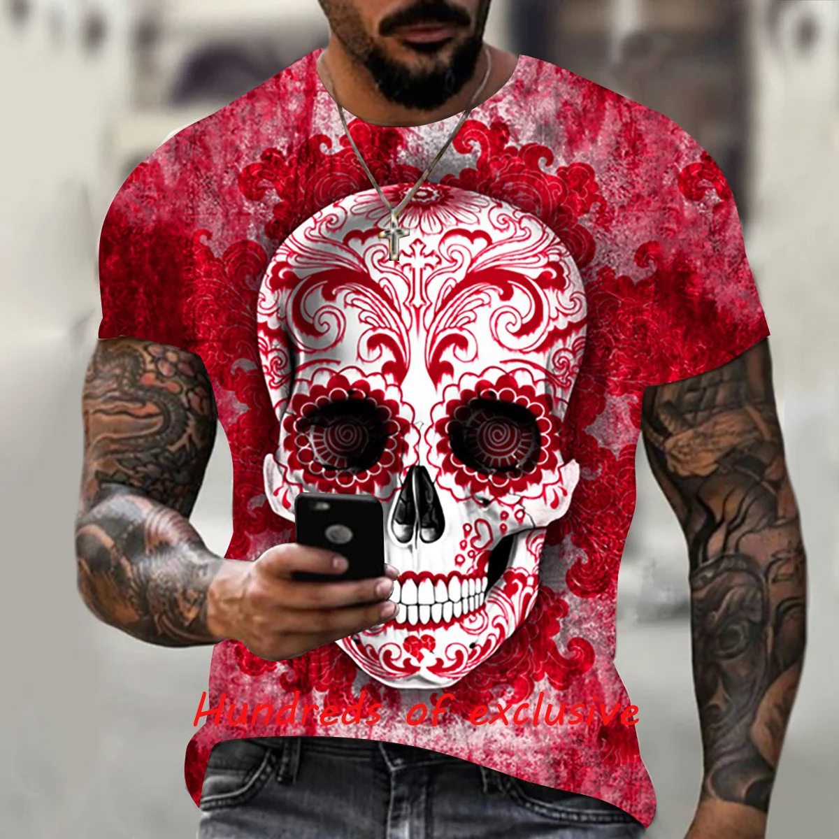 

Индивидуальная шикарная одежда для мужчин и женщин, модная авангардная футболка с 3D принтом черепа, красивый минималистичный стиль, круглы...