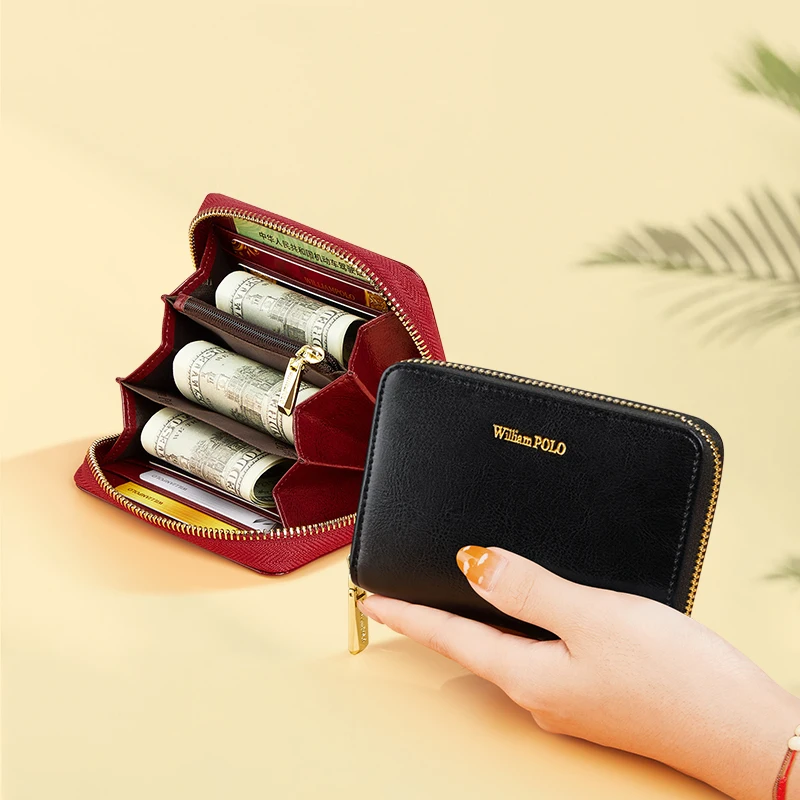 

WILLIAMPOLO anti-theft brush women's exquisite high-grade leather wallet card package bank card wallet pl228173