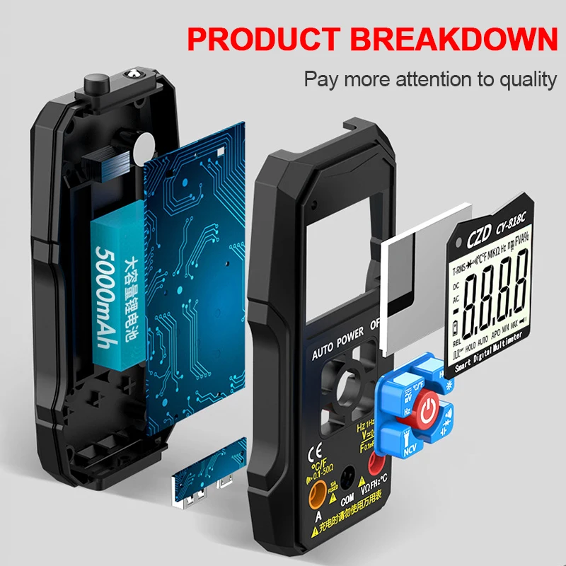 Цифровой мультиметр 301C 9999 отсчетов умный тестер True RMS измеритель напряжения и