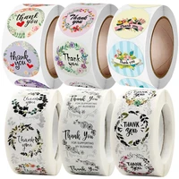 25mm round flower thank you stickers for small bussiness gift box sealed label greeting cards party festival packaging supplies