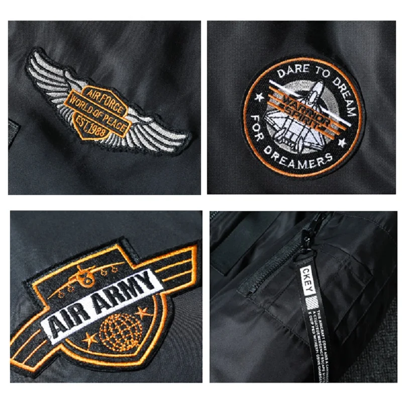 Oversized Reversible Warm Winter Coat  Mens Fashion Embroidered Labels Bomber Jacket Youth Baseball Uniforms Jacket M-7XL