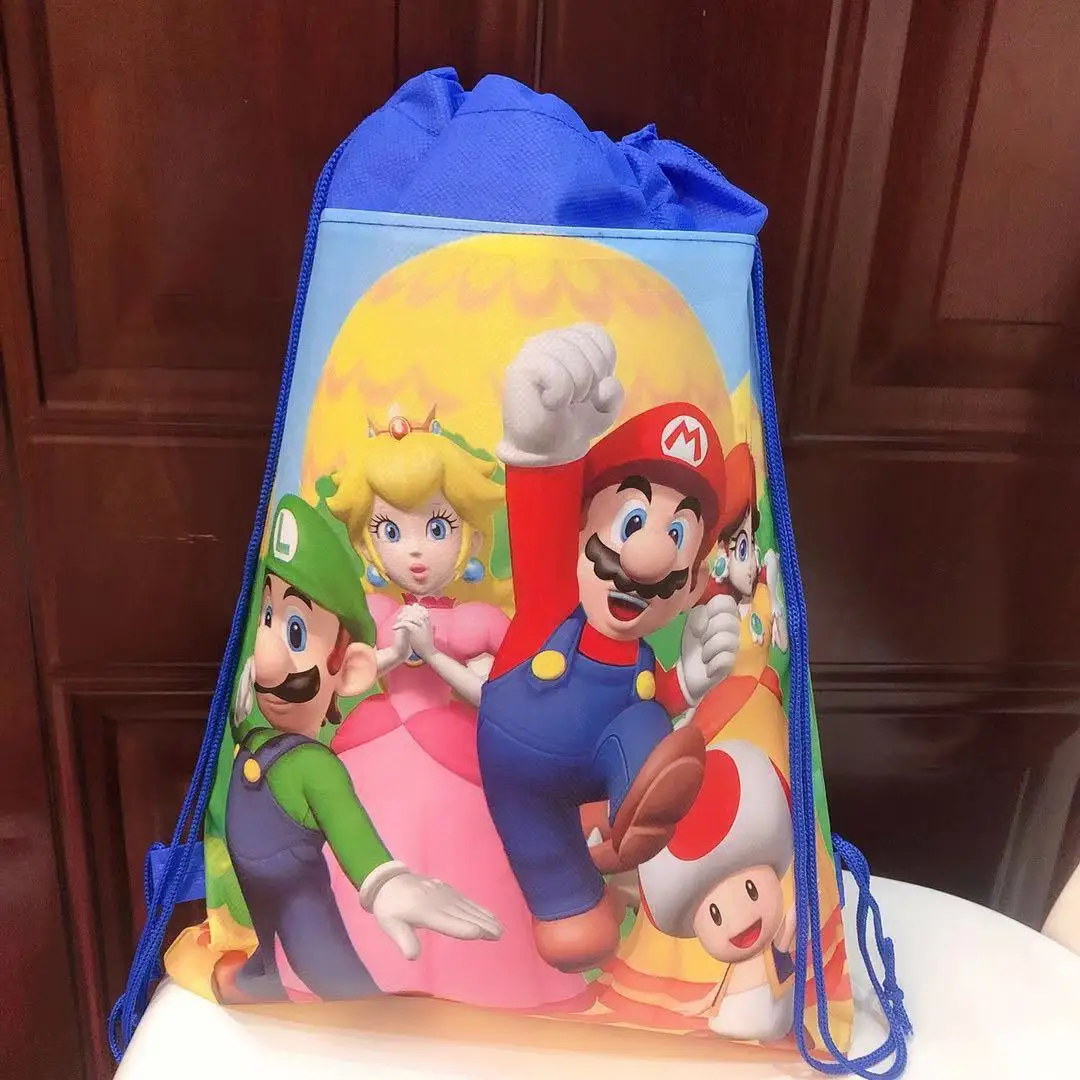 Популярная сумка-мешок с принтом Mario Bros и Марио и Йоши, легкий рюкзак-мешок для детских праздников, подарков, конфет и игрушек (art.: 3920db06449da) - 3920db06449da