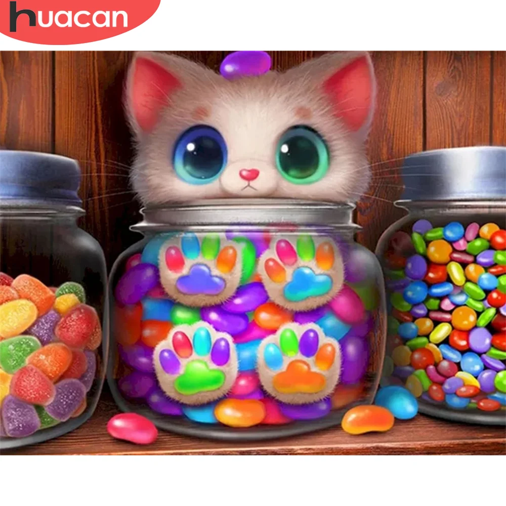 

HUACAN Picture By Numbers Cat HandPainted Wall Art Unique Gift Aesthetic Coloring By Number Animal Children's Room Decor