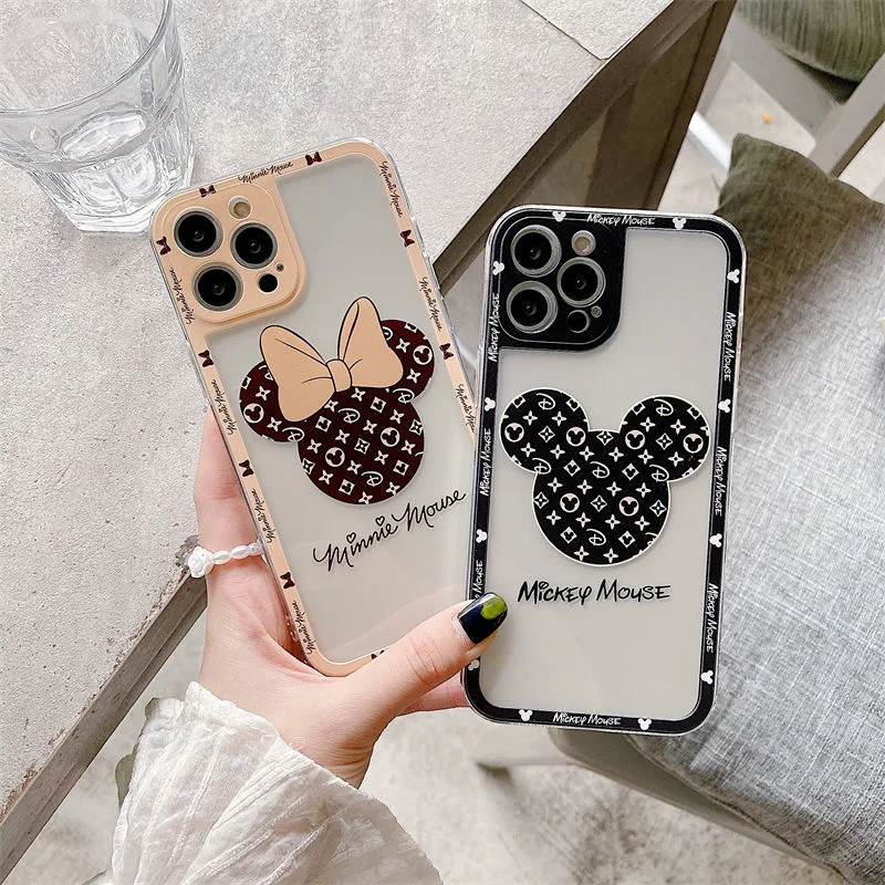 

Disney Mickey Mouse Phone Cases For iPhone 13 12 11 Pro Max Mini XR XS MAX 8 X 7 SE Cartoon Personality Simple Soft Shell