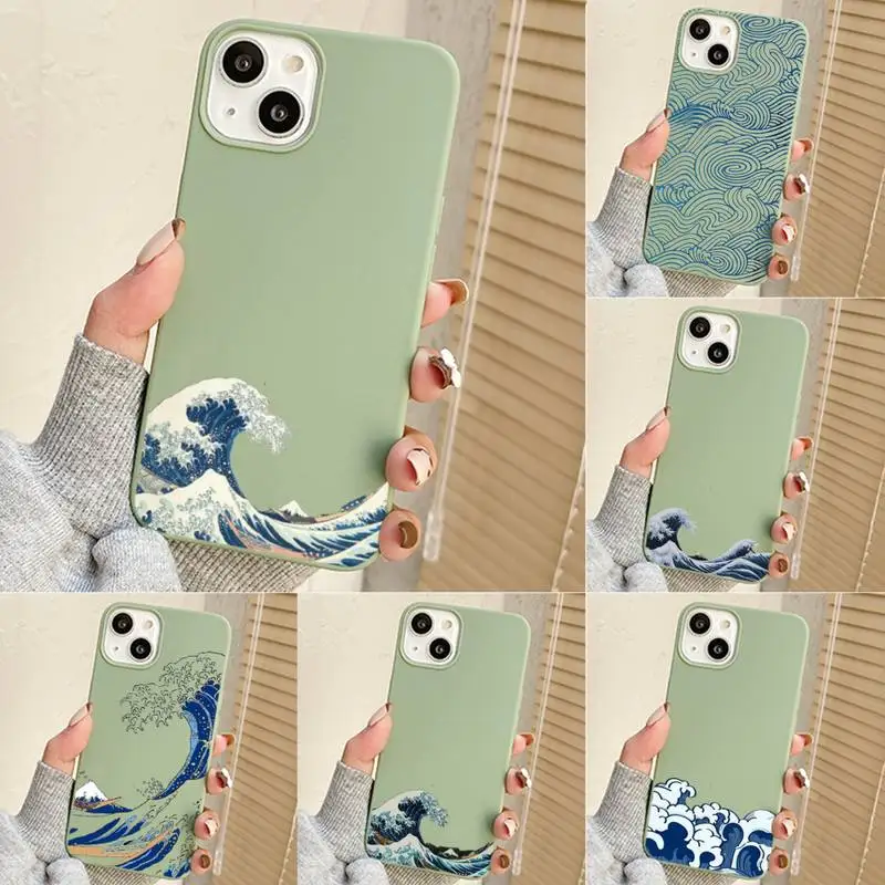 

Japanese Style Waves Phone Case For Iphone 7 8 Plus X Xr Xs 11 12 13 Se2020 Mini Mobile Iphones 14 Pro Max Case
