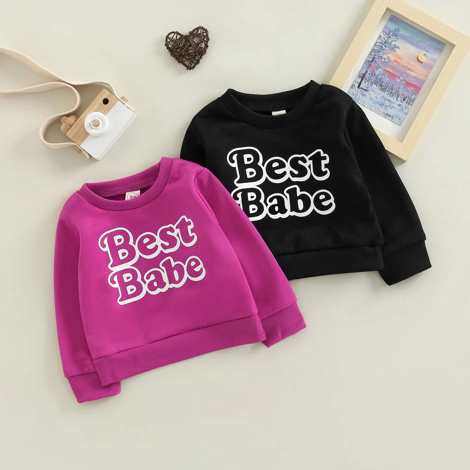 

TR New Autumn Kids Girls Boys Tops Letter Print Long Sleeve Loose Pullover Blouse Outfit Fall Casual Clothes