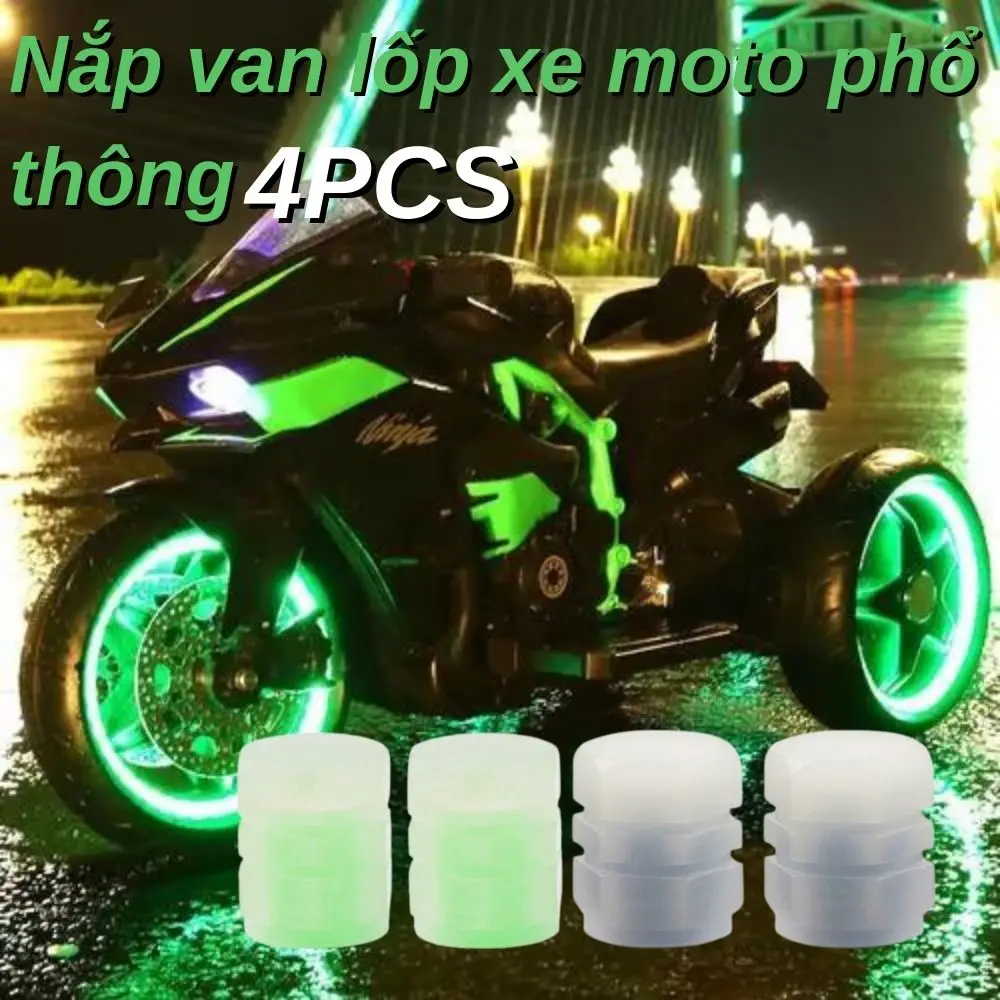 

4PCS Universal Car Tire Valve Cap Blue+Green Color Fluorescent-green Blue Front Left Rear Right 8mm Beautiful Dazzling Glow