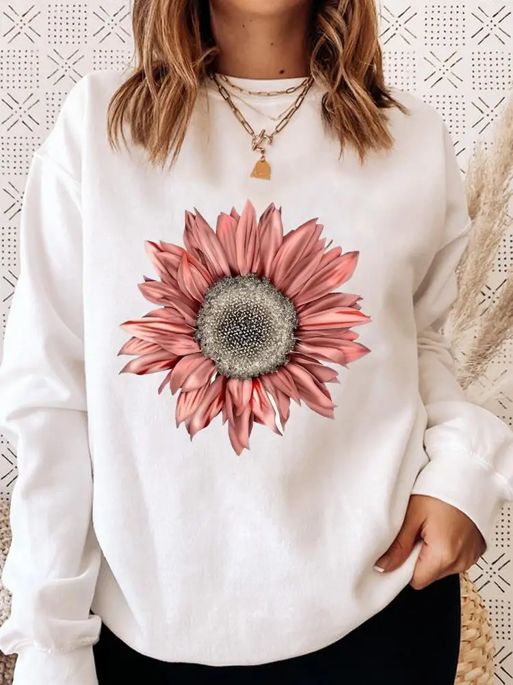 

Women Clothes Fashion Autumn Spring Long Sleeve Flower Lovely Floral Cute Female Casual Aesthetic Graphic Pullovers Sweatshirts