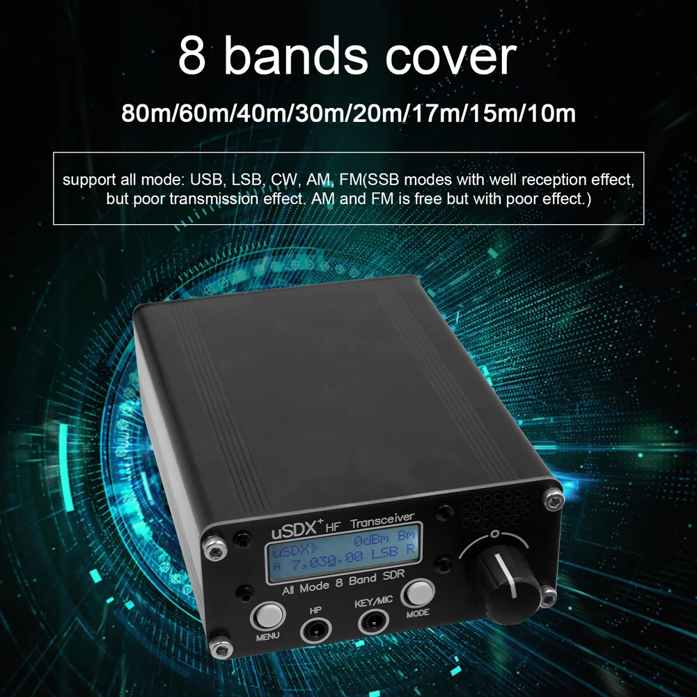 

USDR uSDX + Plus V2 8-полосные трансиверы SDR HF SSB QRP высокочастотные короткие волновые трансиверы ЖК-дисплей динамик микрофон
