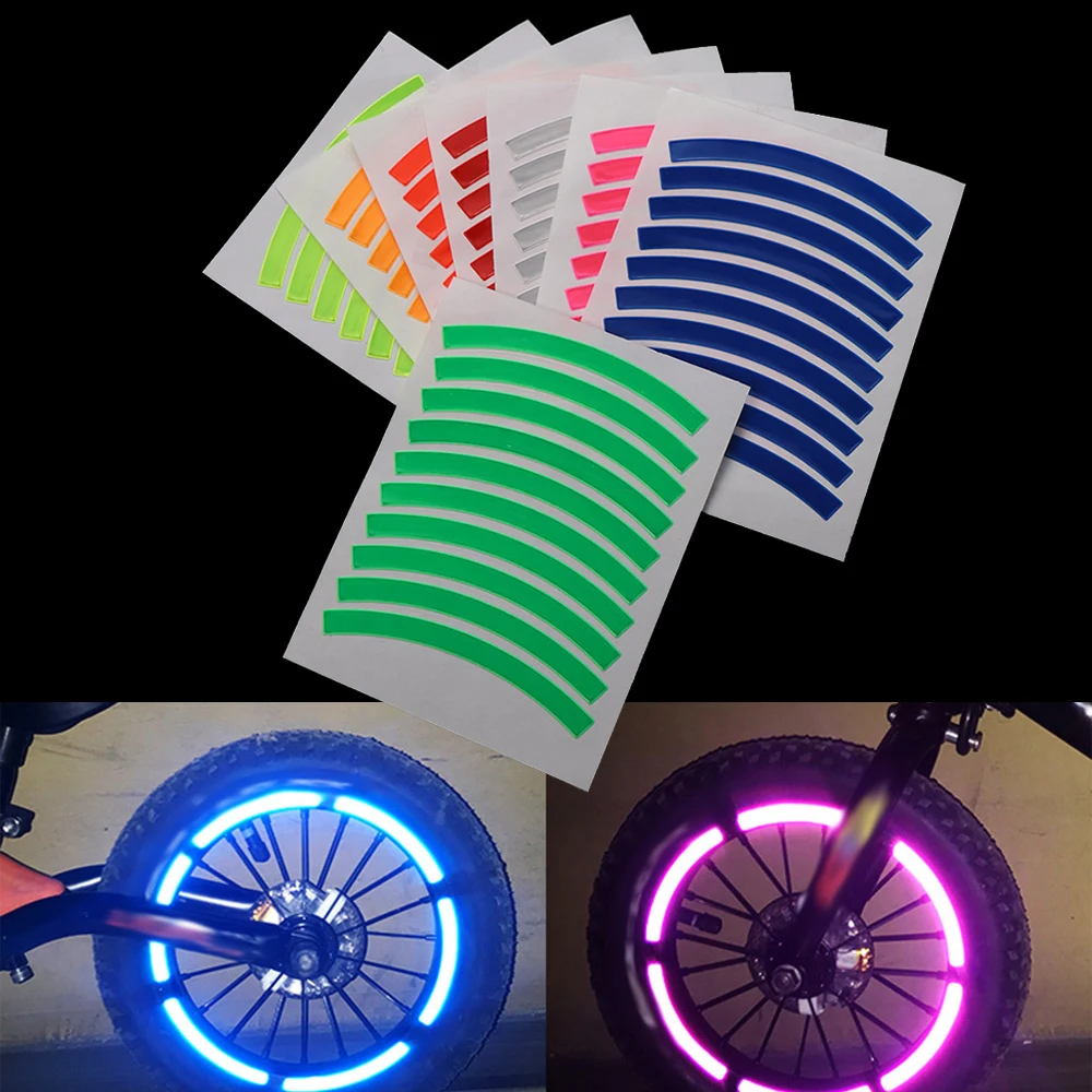 

10Pcs Children's Balance Bike Reflective Sticker Wheel Decals Reflective Tire Applique Tape Safety Stickers Bicycle Accessories