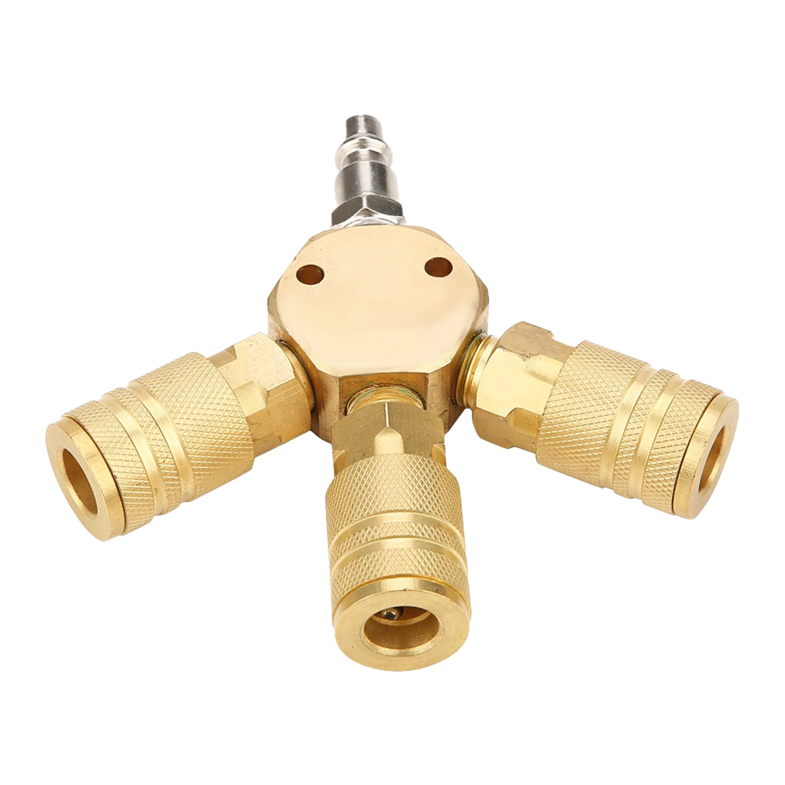 

3 Way 1/4inch Compressor Hose Accessories Fittings Quick Connect Hex Style With Coupler Plug Air Manifold Durable Professional