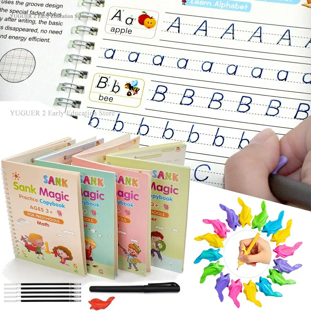 

27pcs/set Sank Magic Practice Copybook Free Children's Books Handwriting Reusable Writing Paste for Calligraphy Montessori Book