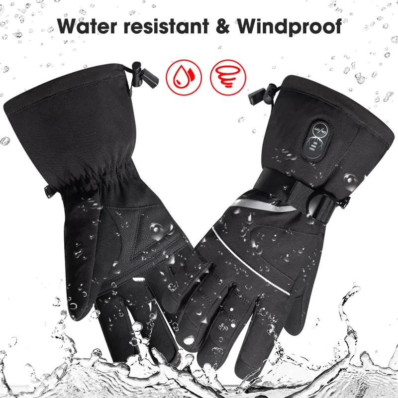 

Winter Warm Rechargeable Ski Electric Heated Gloves Touch Screen Battery Outdoor Work Motorcycle Snowboard Camping Cycling 2022