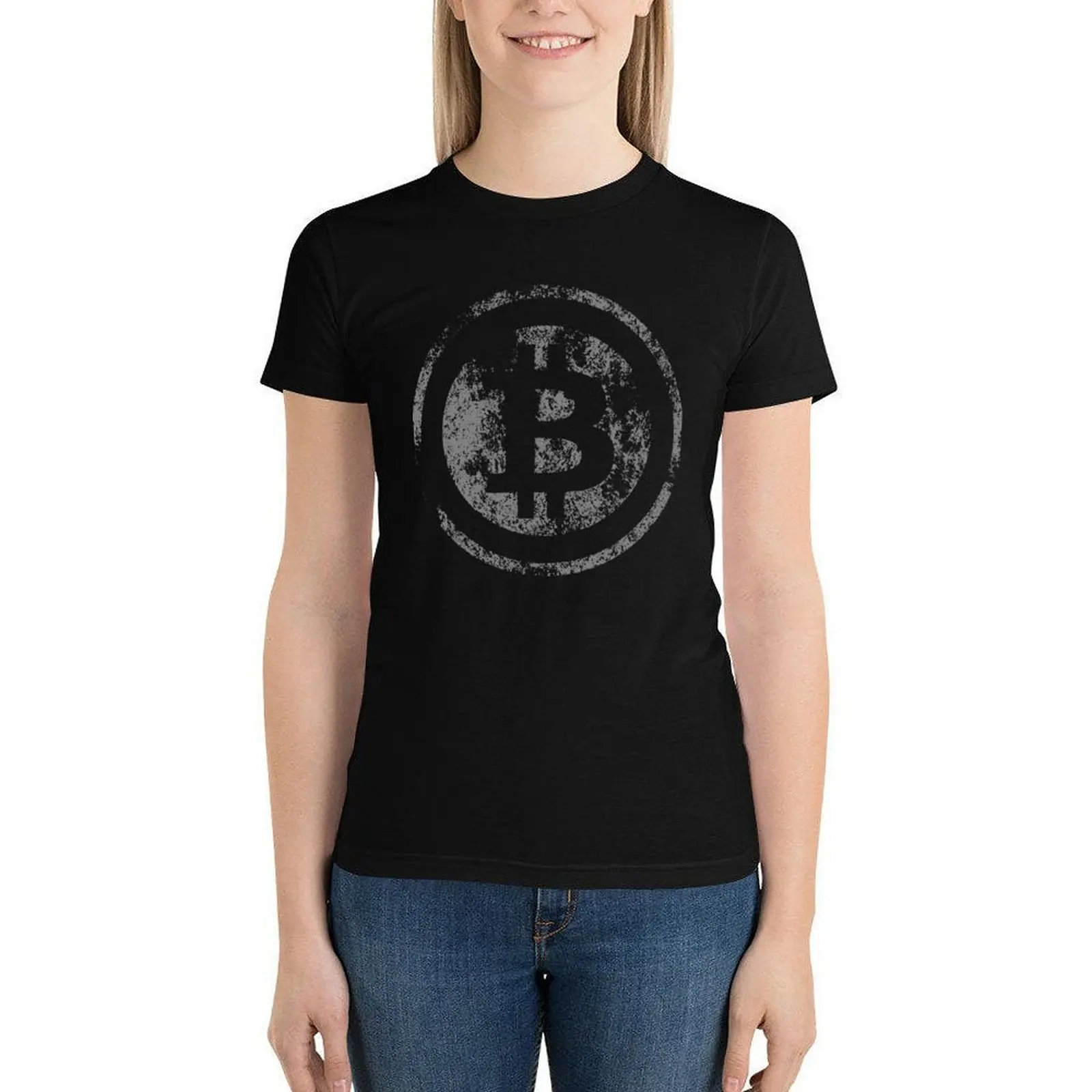 

Vintage Bitcoin Logo T Shirt Virtual Currency Print Ladies T-Shirt Trendy Short Sleeve 100 Cotton Tee Shirt