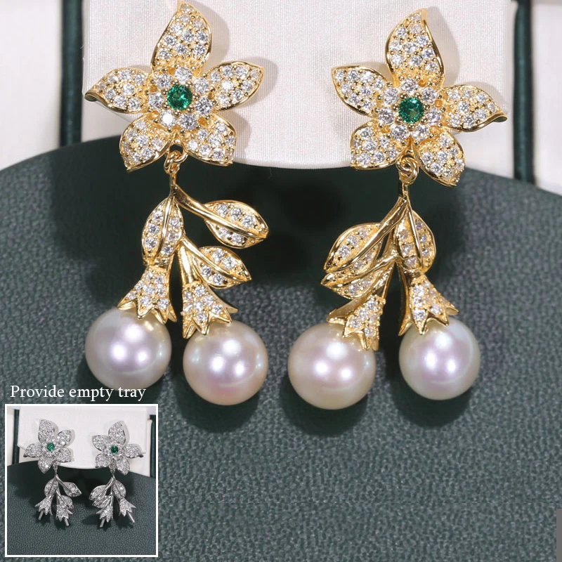 

MeiBaPJ Luxurious 925 Sterling Silver White Natural Pearl Fashion Flower Stud Earrings Fine Charm Party Jewelry for Women