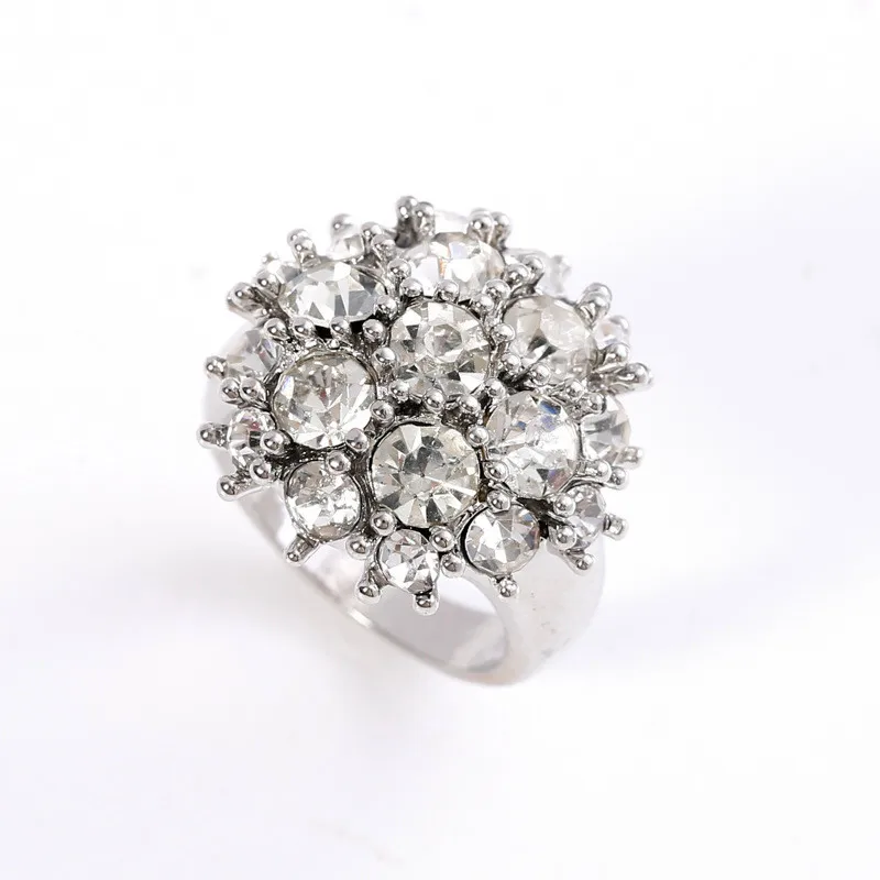 

Luxury Round Full Diamond Rings Women's Statement Wedding Engagement Rings Charm Jewelry Anillo De Mujer