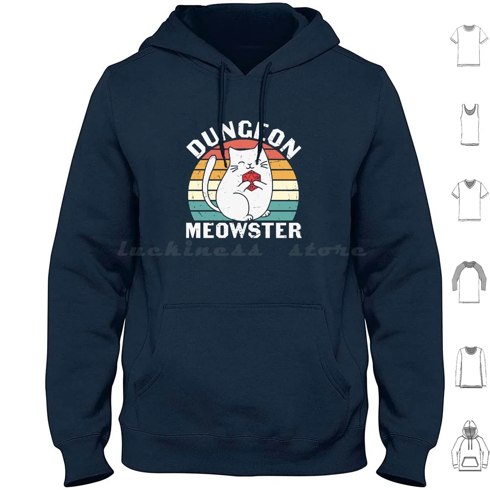 

Meowster-Dnd Master Cat With D20 Hoodies Long Sleeve Dnd Rpg Meowster Cat Cat Lover D20 Dm Dnd Dice Master And Kawaii