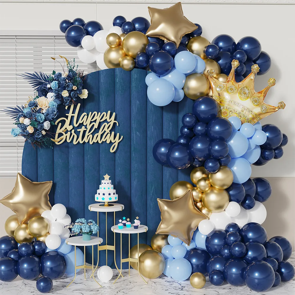 Blue Silver Macaron Balloon Garland Arch Kit Wedding Birthday Party Decoration Confetti Latex Balloons For Girls Baby Shower
