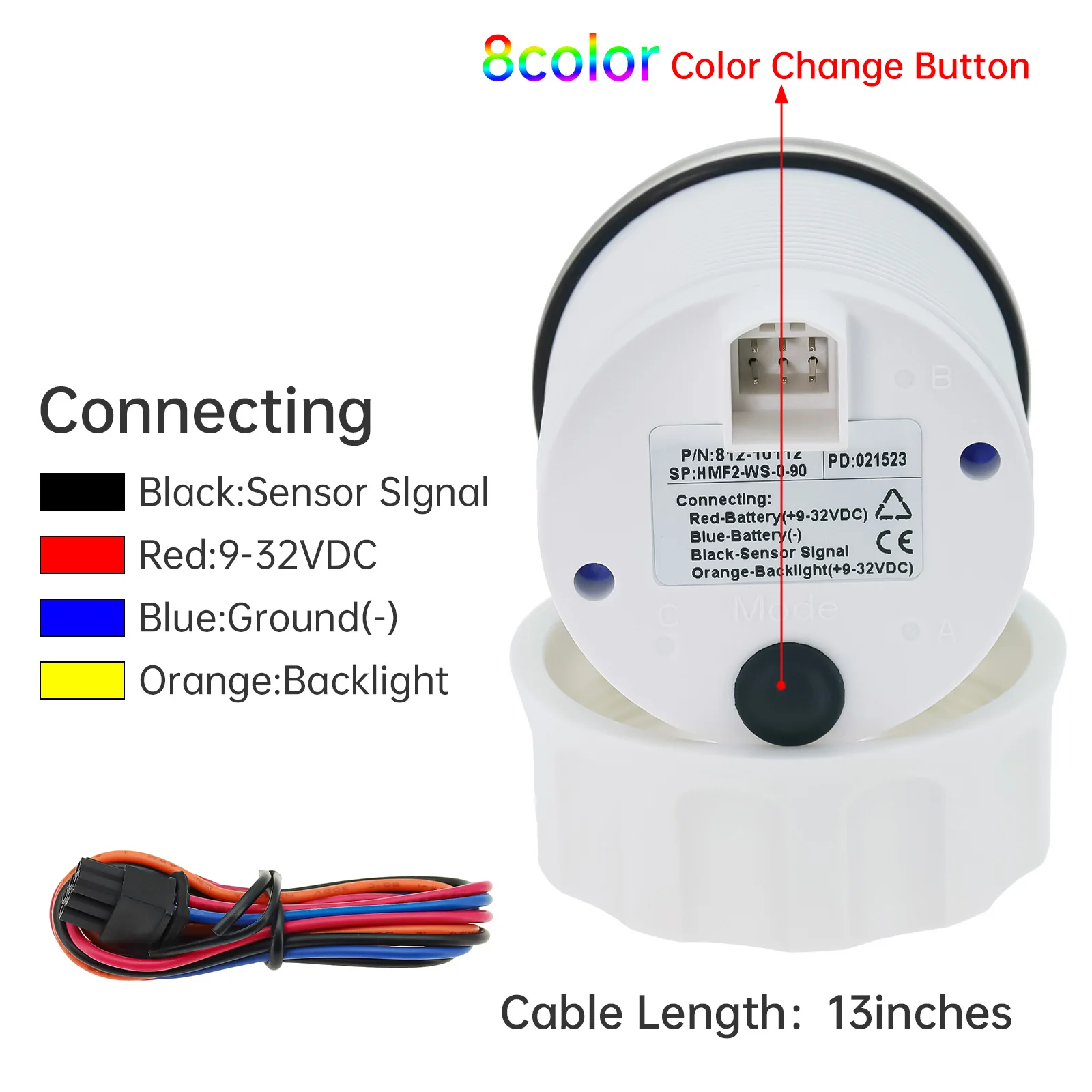 Фото Датчик уровня топлива 52 мм, 0-90 Ом, для лодок и автомобилей, 8-цветная подсветка, 12В, датчик-преобразователь уровня топлива 175 мм, 200 мм, 250 мм, 300 мм, 350 мм №5