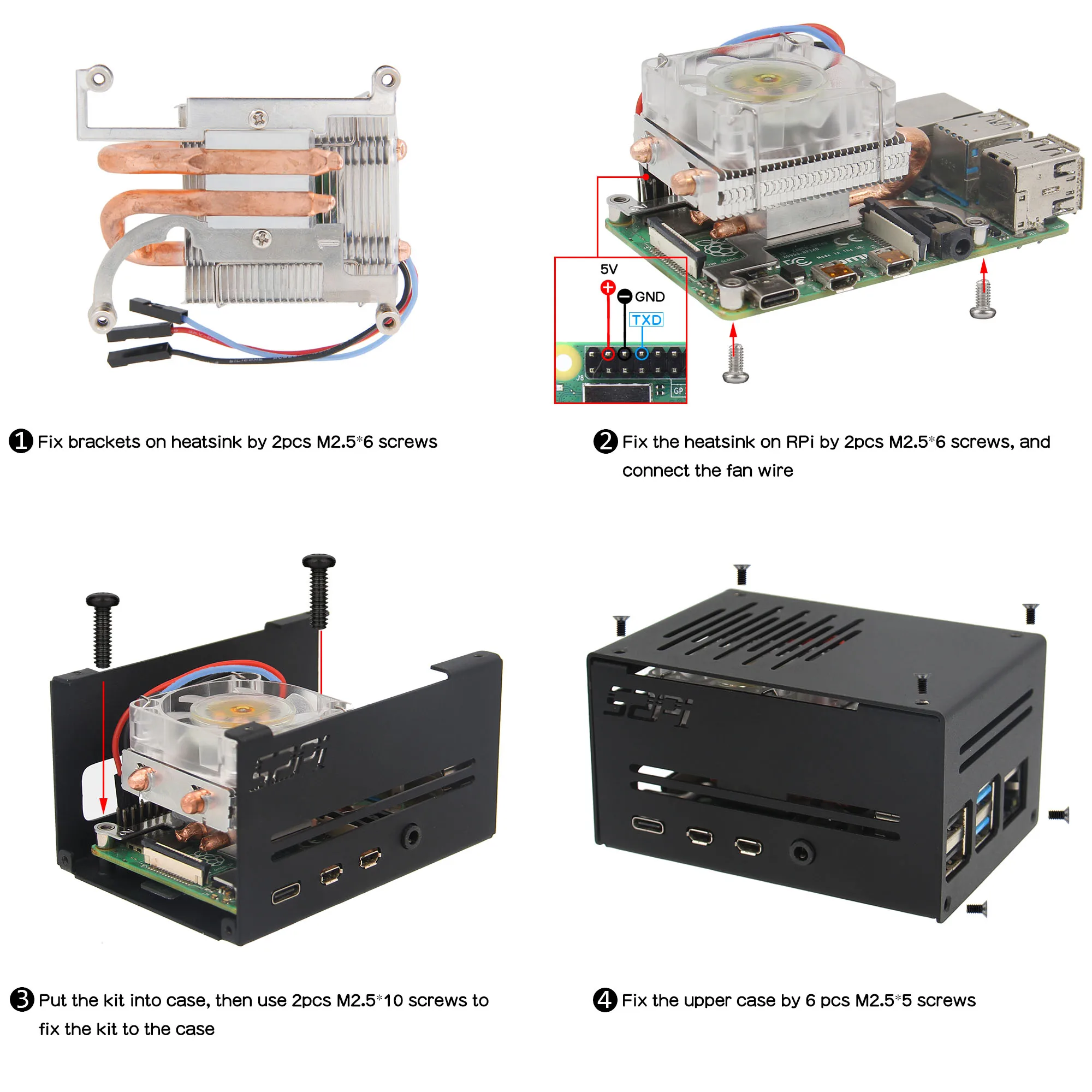 Металлический чехол для Raspberry Pi 4 и горизонтальный кулер ICE Tower/Вентилятор