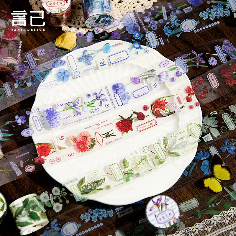 

1 Roll Of Pretty Flowers Tape Decoration Journal Aesthetic Scrapbook Notebooks Sketch Book Journal Intime Letters Art Supplies
