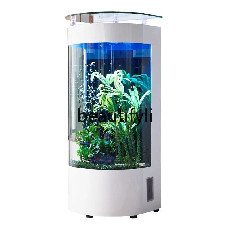 Легкий роскошный европейский полукруглый аквариум для гостиной напольный