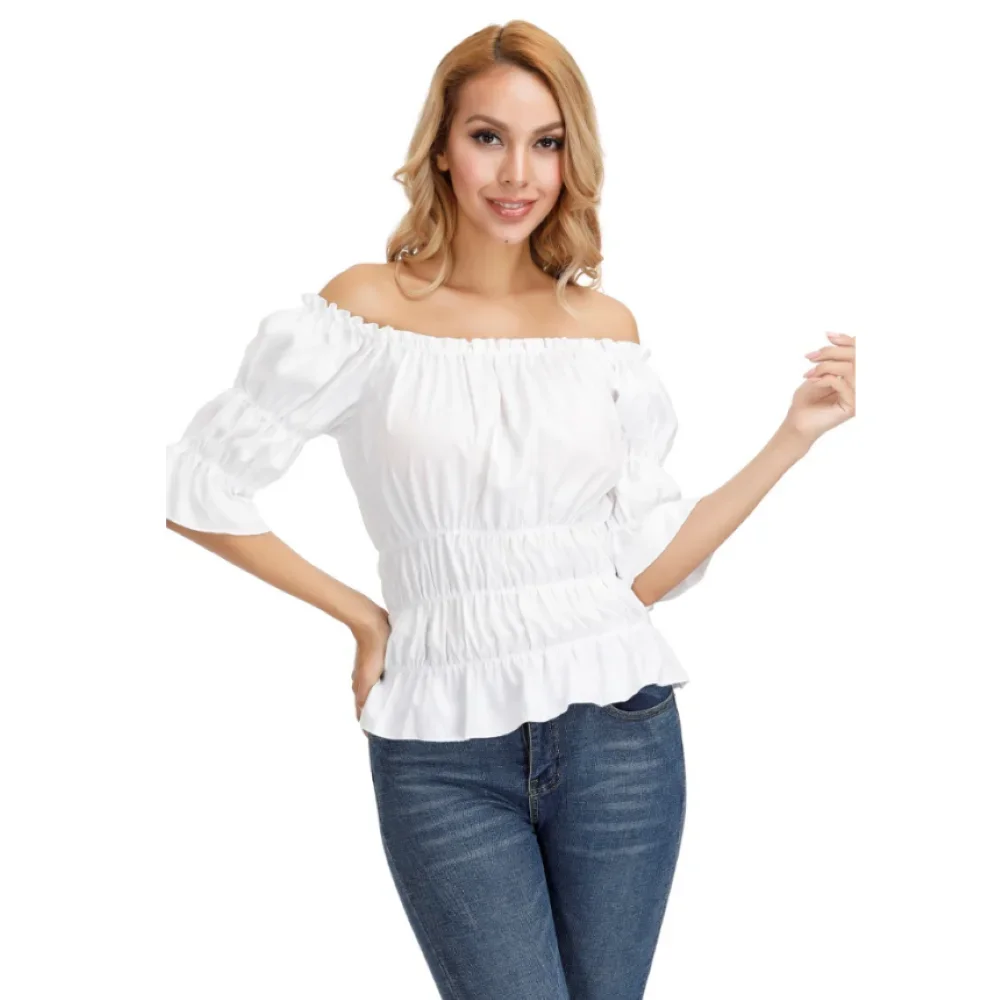 Блузка эпохи Возрождения женская средневековая блузка с открытыми плечами и