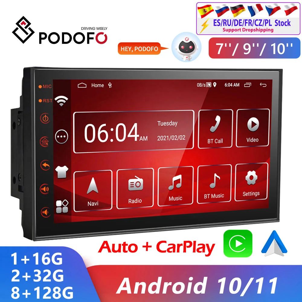 

Автомагнитола 2 Din Android 10/11 GPS мультимедийный плеер авторадио 4G для Volkswagen Nissan Toyota Hyundai Kia Ford Focus