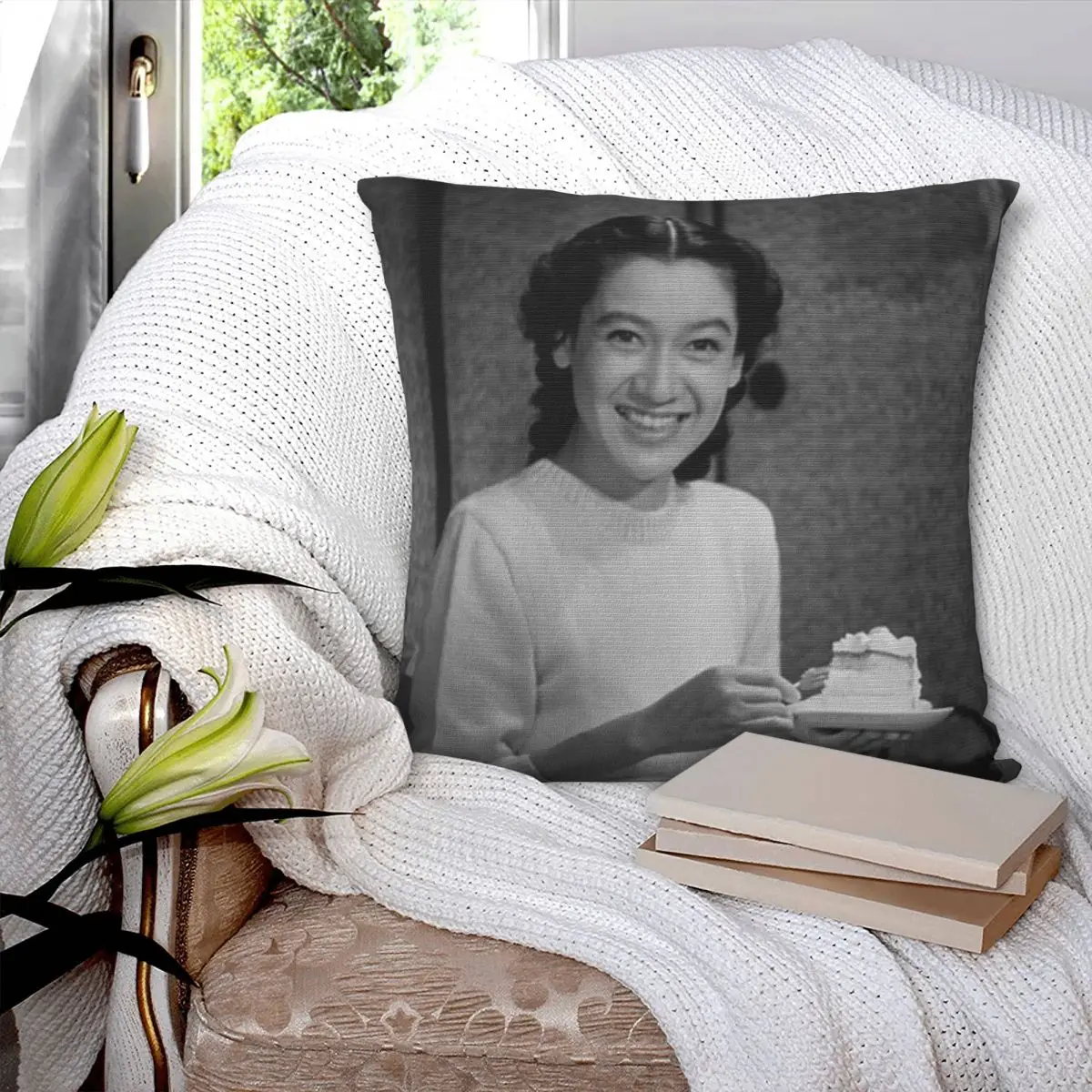 Фото Наволочка Setsuko Hara для раннего лета, полиэстер, лен, бархат, с узором, на молнии, декоративная наволочка, чехол для домашней подушки №3