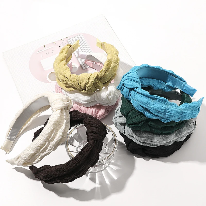 

Korean sweet headband temperament solid color lace pleated headband for girls bangs hairpin headband hair accessories for women