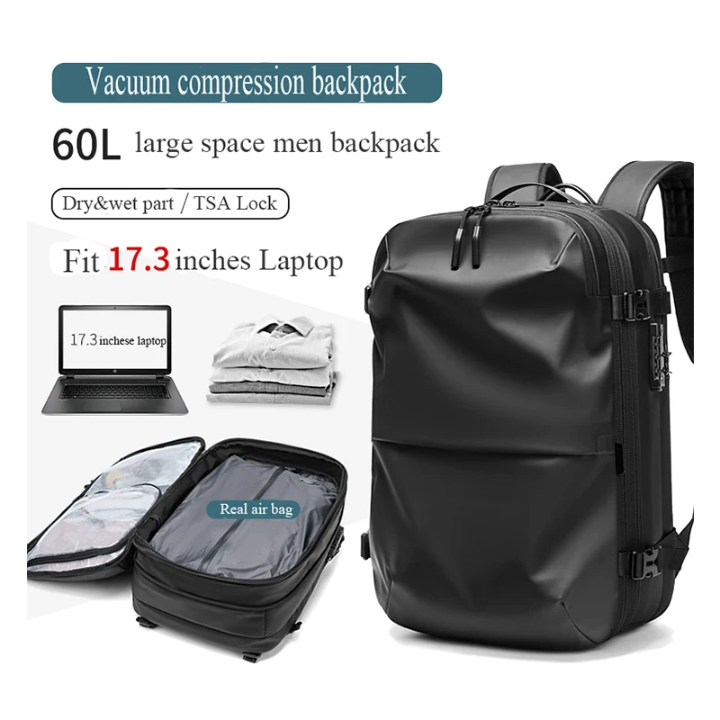 OUTWALK 2021 Mens Luxury Business Backpack Smell Proof 17 Inch Travel Laptop bag Large Capacity Vacuum Compression Backpack
